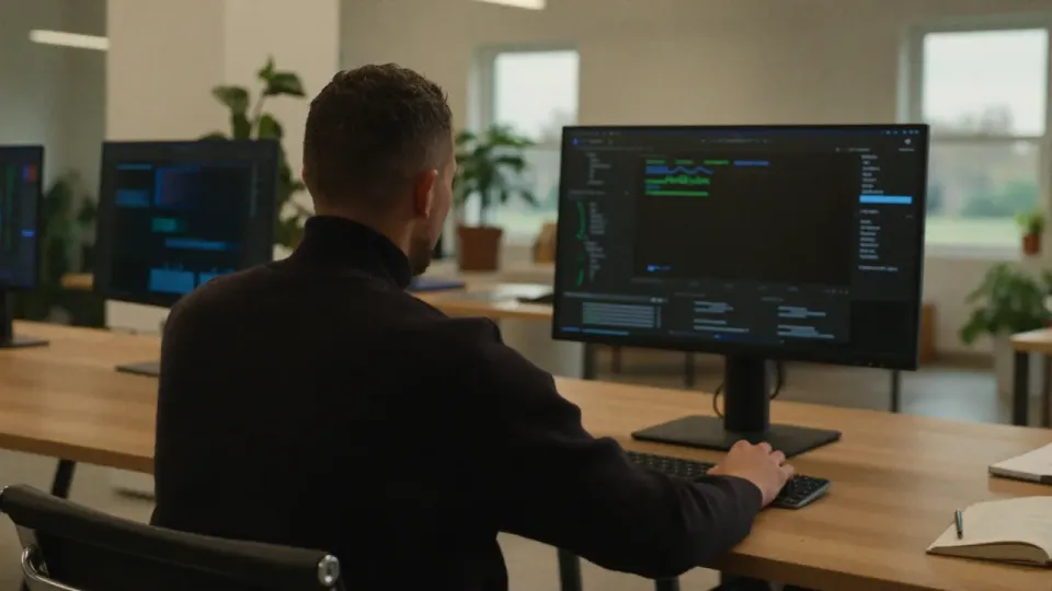 Willem Nales analyseert logregels van een crawl op een groot scherm