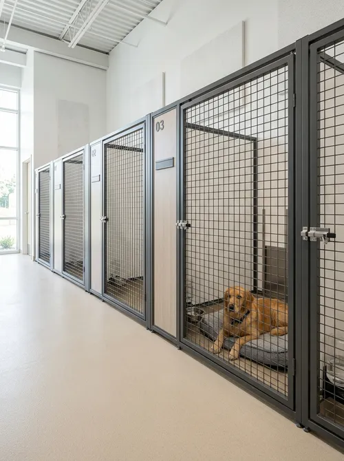 Rij genummerde Petfort-opnameverblijven voor zakelijk gebruik