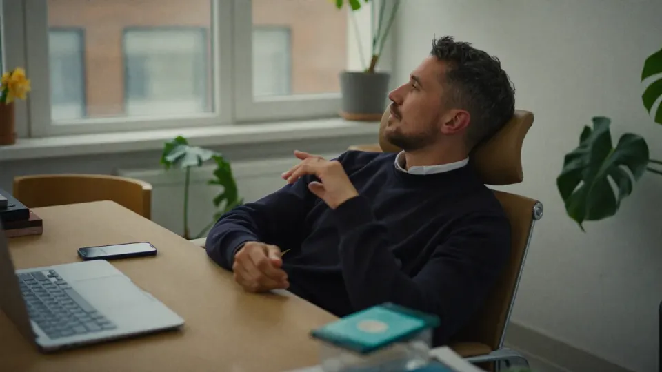 Willem Nales denkt na aan zijn bureau met laptop en telefoon