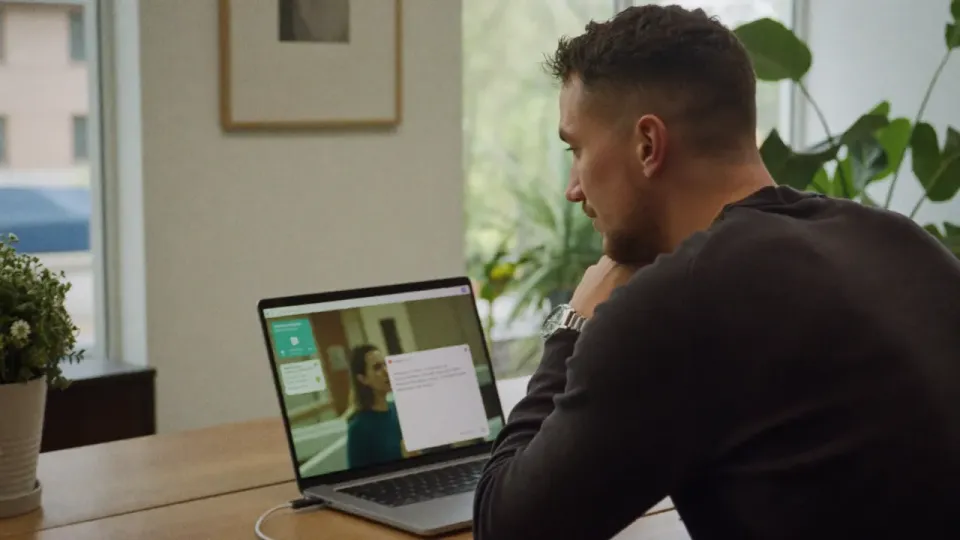 Willem Nales bekijkt een AI-chatgesprek op zijn laptop