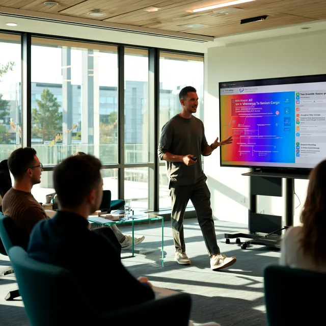 Willem Nales geeft een hands-on AI-training aan een team