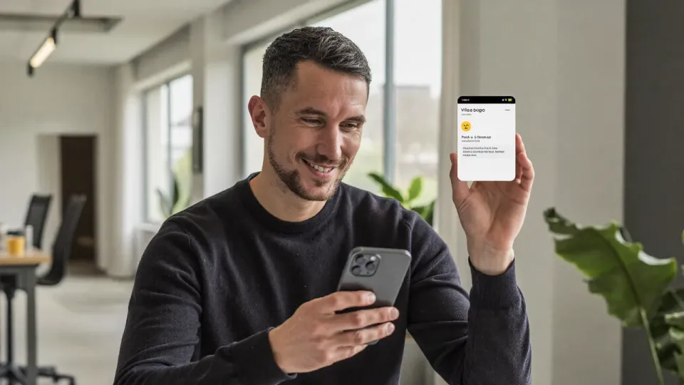 Willem Nales leest een AI-chatantwoord op zijn telefoon